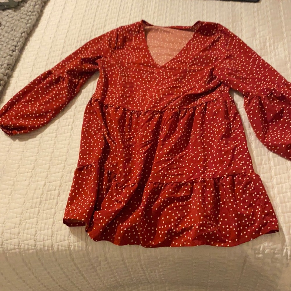 Red and white dotted dress from Amazon.